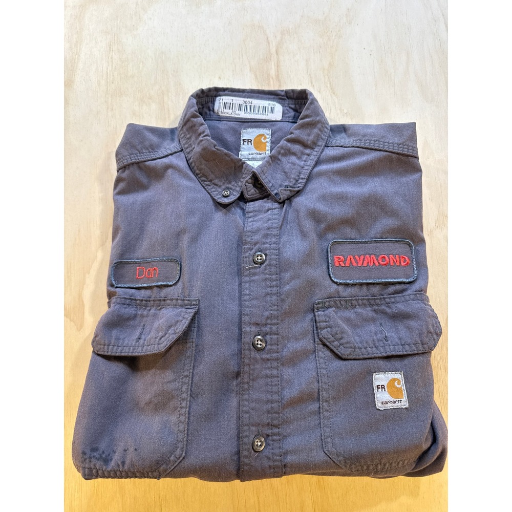 Carhartt FR Mens Gray Flame Resistant Long Sleeve Work Shirt Size L Dan Raymond